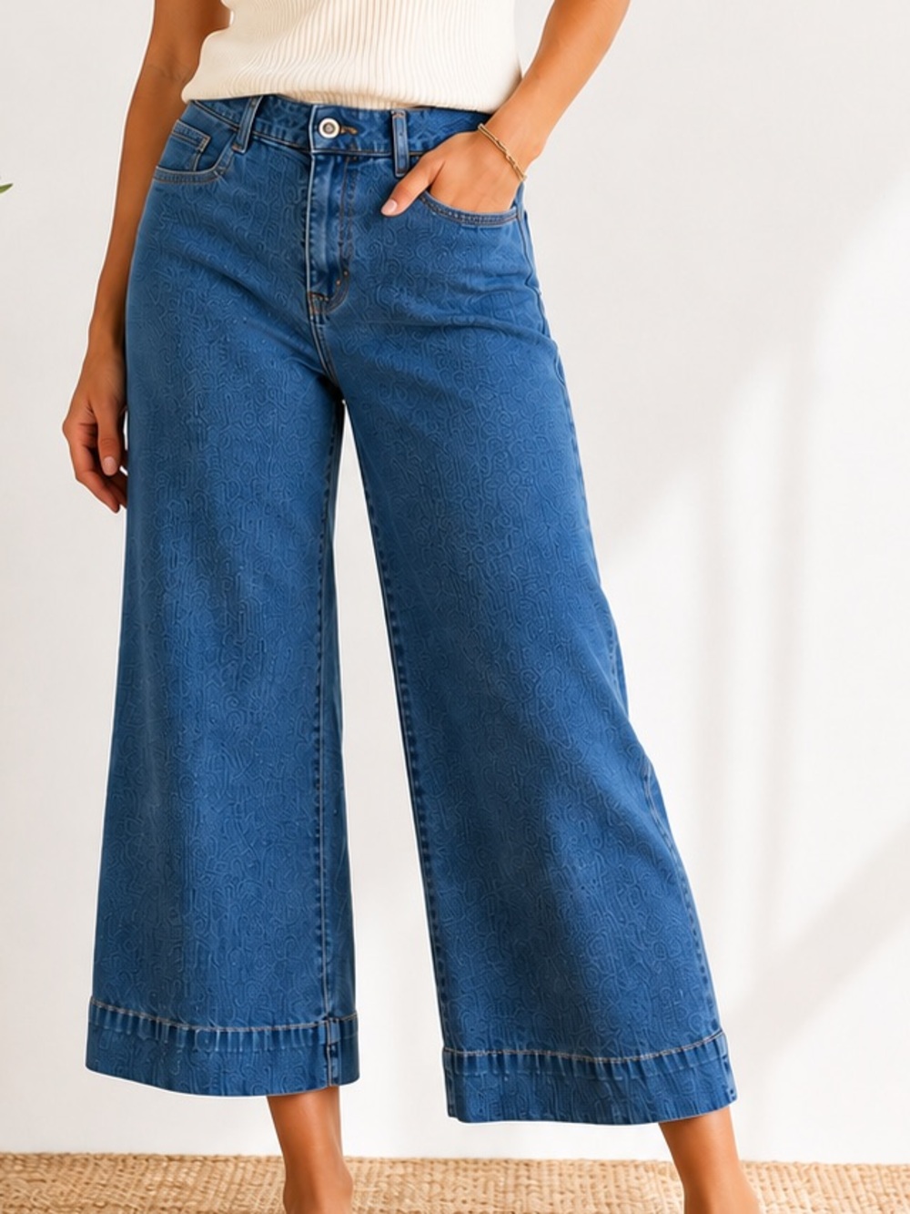 J Jill wide leg crop jeans petite 6P soft stretch denim casual chic